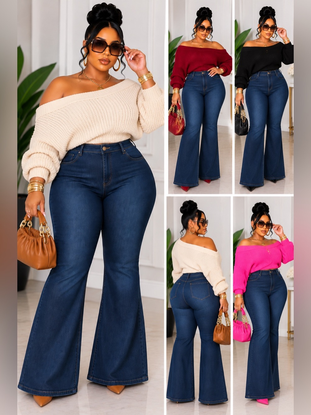 High-Rise Dark Wash Flare Jeans - Classic Women's Denim